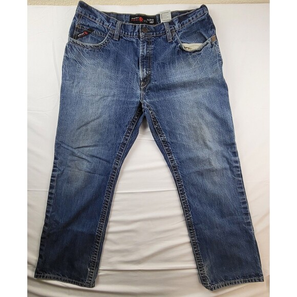Ariat FR M4 Relaxed Boot Cut Jeans Men 38x32 Blue Flame Resistant Denim Workwear - Picture 1 of 11